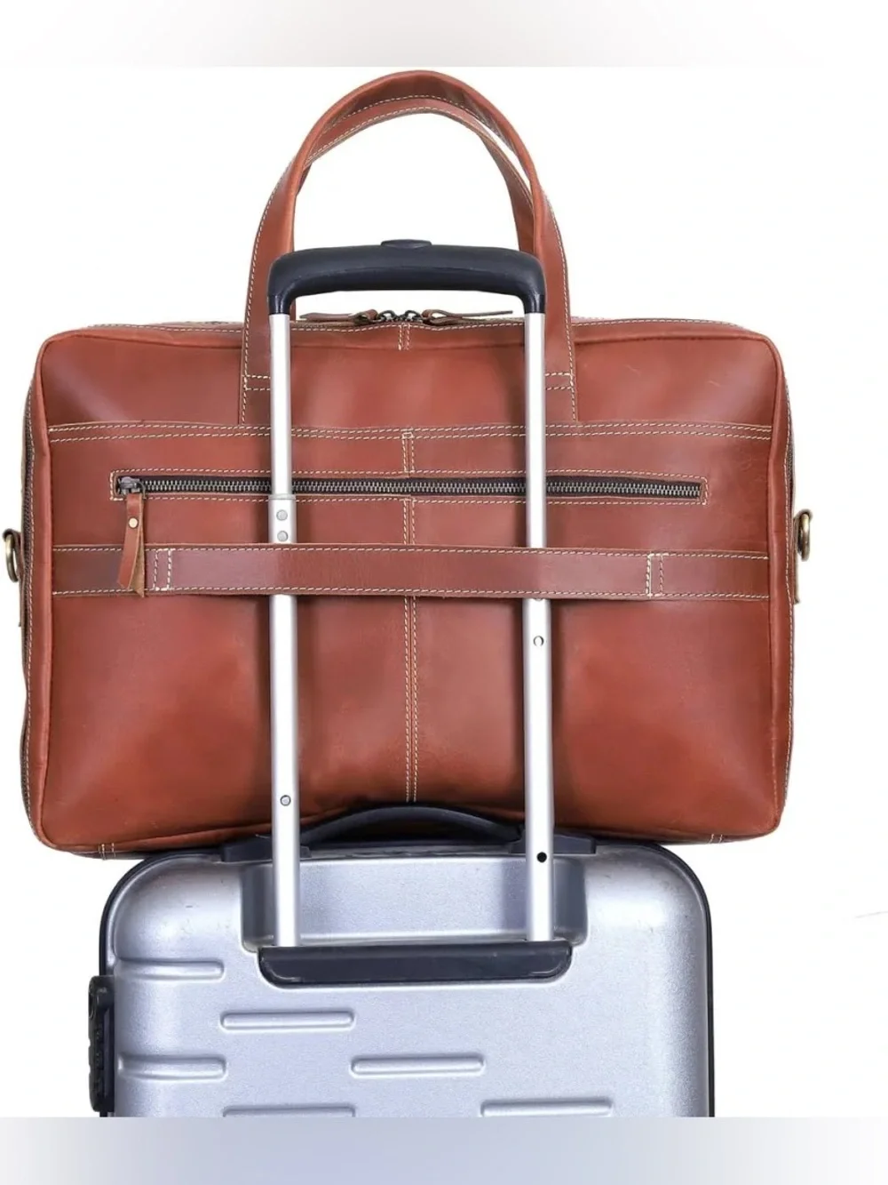 (NEW) Italian Full Grain Leather 18” Briefcase / Work Bag / Travel / Laptop Bag